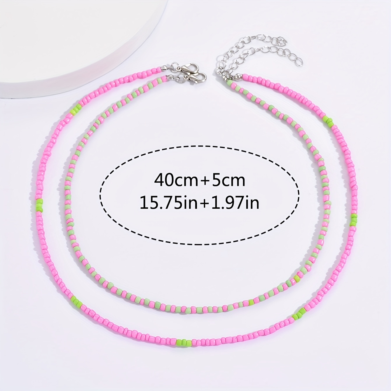 2pcs Dopamine Necklace Set Bohemian Beaded Rice Necklace